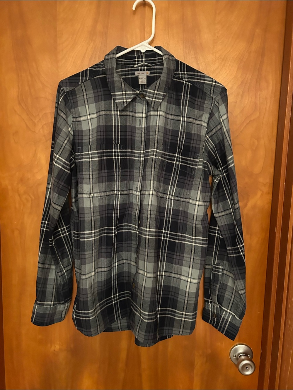 Women's Carhartt Plaid Button-Up Shirt - Navy, Gray & Black